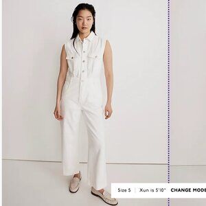 NWT Madewell Denim Sleeveless Carpenter Jumpsuit / XX-SMALL / WHITE